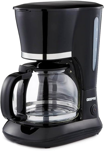 GEEPAS 1.5L Filter Coffee Machine Anti-Drip Auto-Off Feature 800W Black