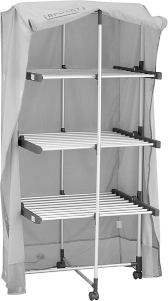 BLACK+DECKER 3-Tier Heated Clothes Airer with Cover & Wheels