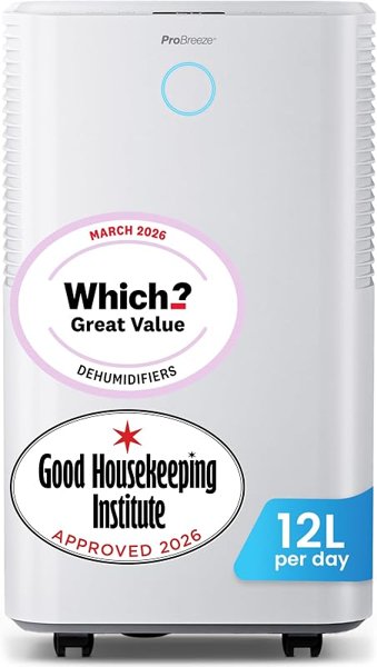 Pro Breeze® OmniDry 12L/Day Dehumidifier with Automatic Humidity Sensor…