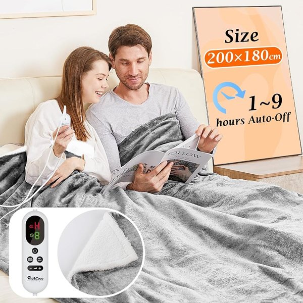 Mia&Coco Electric Heated Blanket King Size for Home Office