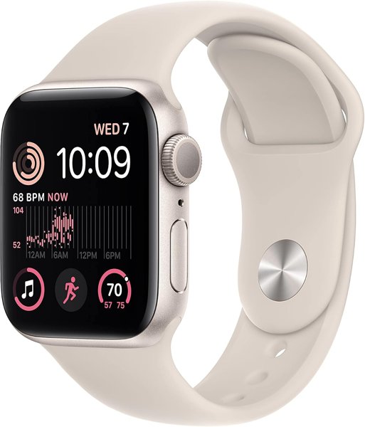 Apple Watch SE 2nd Gen GPS 40mm Starlight Aluminium Sport Band (Renewed)