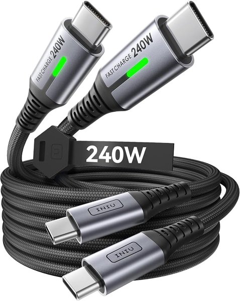 INIU 240W USB C to USB C Charger Cable, [2-Pack 2m] PD Type C Charge…