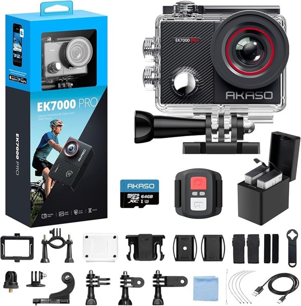 AKASO EK7000 Pro 4K Action Camera with 64GB microSDXC Memory Card