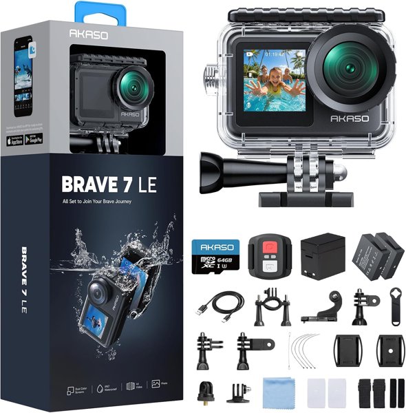 AKASO Brave 7 LE Action Camera with 64GB microSDXC Memory Card