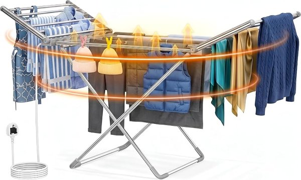 BARGAIN FACTORY Airer Heated Winged Clothes Airer