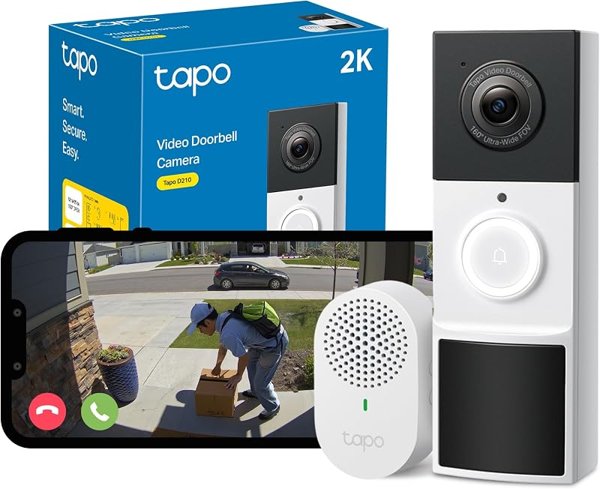 Tapo D210 Doorbell Camera Wireless 2K 3MP Ultra-Clear Doorbell Camera