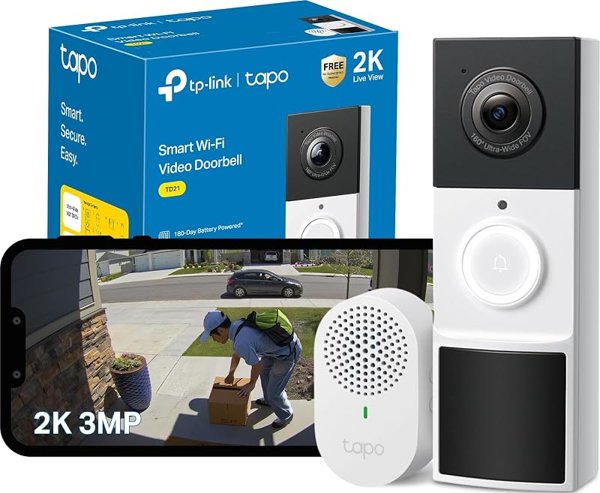 Tapo TD21 2K 3MP Battery Doorbell Camera Wireless