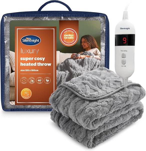 Silentnight Luxury Super Cosy Heated Throw -Thick Snuggly Soft Chunky…