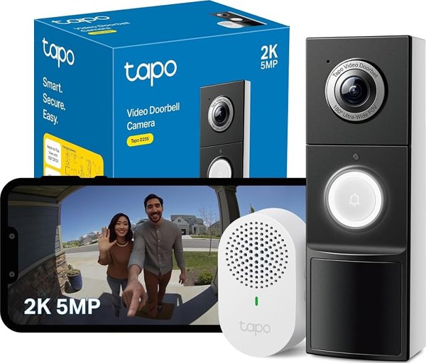 Tapo D235 2K 5MP Battery Doorbell Camera Wireless,Video Doorbell…