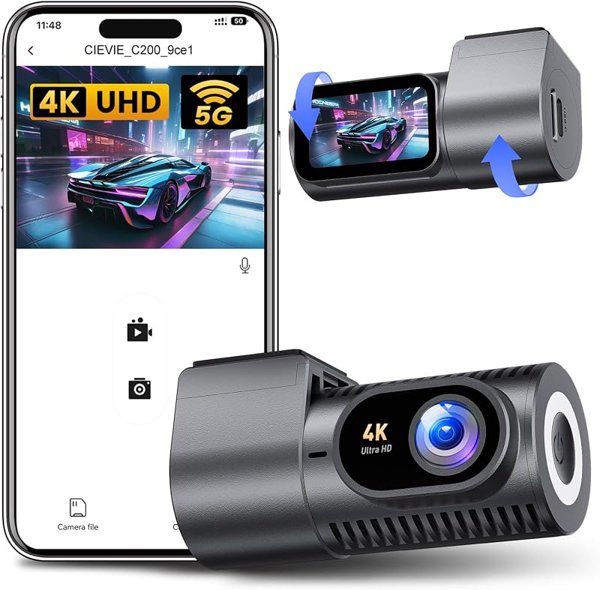 4K Mini Dash Cam Front with 1.5-Inch IPS Display