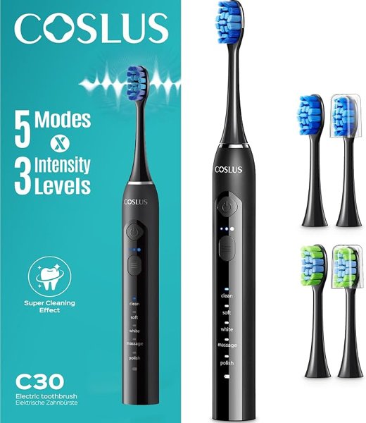 COSLUS C30 Sonic Electric Toothbrush for Adults: Deep Teeth Cleaning &…