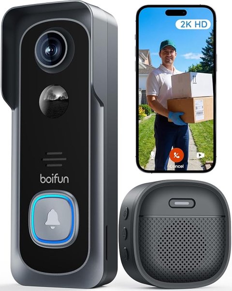 BOIFUN 2K Video Doorbell Camera Wireless