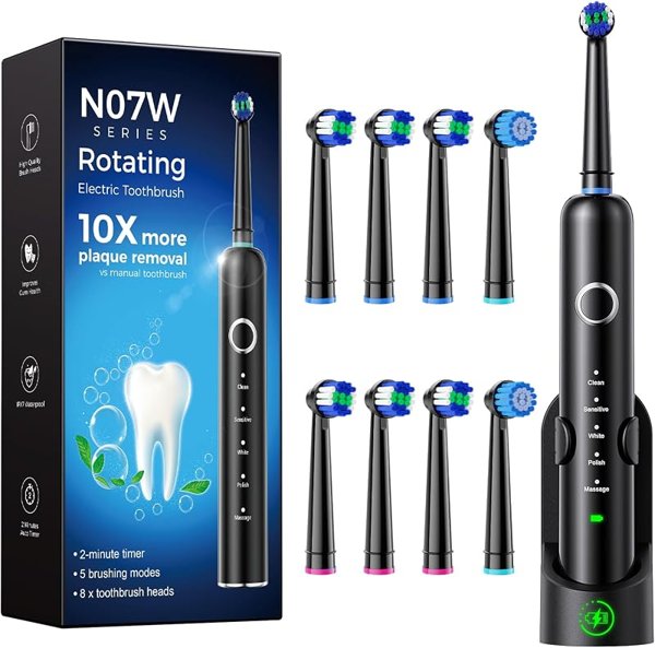 Rotating Electric Toothbrush with Toothbrush Heads N07W