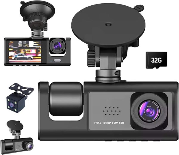 3 Channel 1080P Dash Cam with APP Control